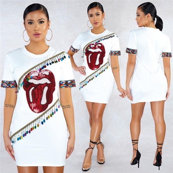 sequins big mouth designer dresses summer print womens dresses slim two colors option womens clothing, Black;gray
sequins big mouth designer dresses summer print womens dresses slim two colors option womens clothing, Black;gray