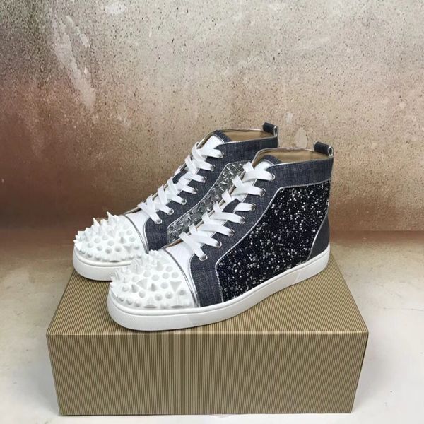 blue strass + pik pik spikes high red bottom sneakers shoes for men luxury designer casual walking shoes with original box, Black
blue strass + pik pik spikes high red bottom sneakers shoes for men luxury designer casual walking shoes with original box, Black