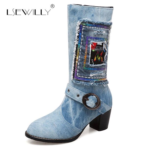 lsewilly new arrival women thick heels buckle denim half boots lady plus size embroidery winter thick warm high heels boots s776, Black
lsewilly new arrival women thick heels buckle denim half boots lady plus size embroidery winter thick warm high heels boots s776, Black