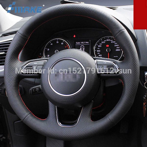 for audi q5 hand-stitched anti-slip black leather red thread diy steering wheel cover
for audi q5 hand-stitched anti-slip black leather red thread diy steering wheel cover