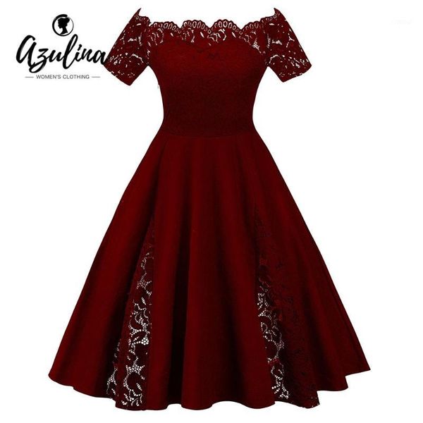 azulina plus size lace panel off the shoulder dress women vintage flare party dress robes 2018 retro ladies dresses vestidos 5xl1, White;black
azulina plus size lace panel off the shoulder dress women vintage flare party dress robes 2018 retro ladies dresses vestidos 5xl1, White;black