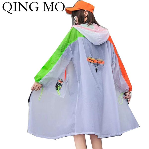 women's trench coats qing mo 2021 summer women sun protection coat hooded patchwork color female plus size loose outwear zqy4046, Tan;black
women's trench coats qing mo 2021 summer women sun protection coat hooded patchwork color female plus size loose outwear zqy4046, Tan;black
