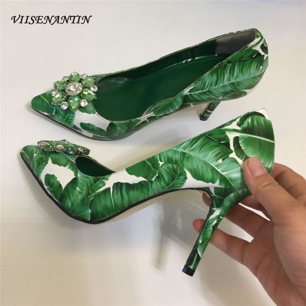 viisenantin 2019 new green leaf printing high heel shoes 6cm 10cm heel shallow mouth pointed toe sapatos crystal summer shoe, Black
viisenantin 2019 new green leaf printing high heel shoes 6cm 10cm heel shallow mouth pointed toe sapatos crystal summer shoe, Black