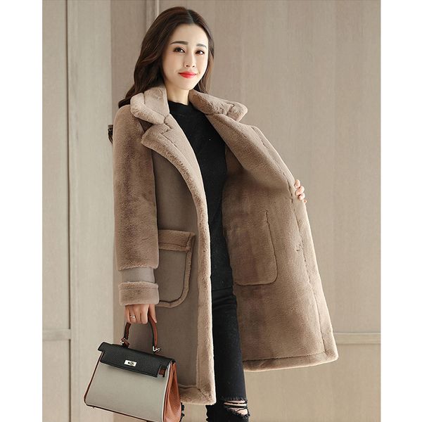 new winter lamb wool casual jackets with underbutton female long thick deerskin velvet woolen jackets women asian size, Black
new winter lamb wool casual jackets with underbutton female long thick deerskin velvet woolen jackets women asian size, Black