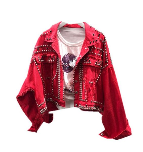 autumn women's harajuku red denim jacket coat heavy hand beaded rivet short black jeans jackets students basic coats outfit, Black;brown
autumn women's harajuku red denim jacket coat heavy hand beaded rivet short black jeans jackets students basic coats outfit, Black;brown