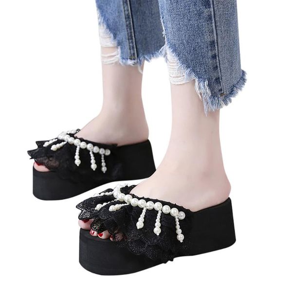 sagace wedges flip flops slippers women summer pearl bohemian beach thick bottom heels slippers casual platform heel slipper, Black
sagace wedges flip flops slippers women summer pearl bohemian beach thick bottom heels slippers casual platform heel slipper, Black