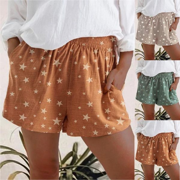 2020 women's summer short loose shorts sport shorts print casual elastic waist with pocket, White;black
2020 women's summer short loose shorts sport shorts print casual elastic waist with pocket, White;black