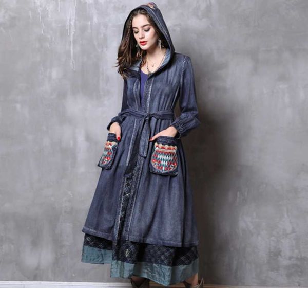 2019 spring denim women hooded trench costs pockets sashes embroidery vintage england style cowboy plus size female coats, Tan;black
2019 spring denim women hooded trench costs pockets sashes embroidery vintage england style cowboy plus size female coats, Tan;black