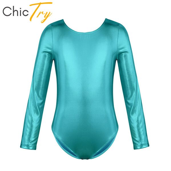 

chictry children long sleeve ballet leotard girls shiny solid color gymnastics leotard sports bodysuit kids stage dance costume, Black;red