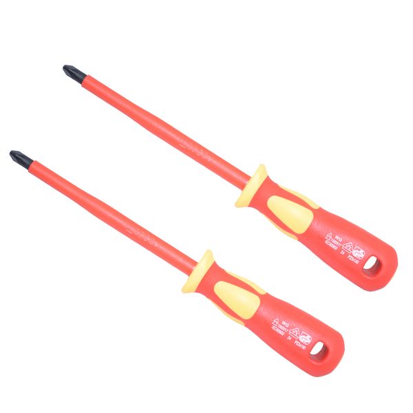 2 pcs vde insulated screwdriver - cr-v high voltage 1000v phillips slotted screwdriver, repair tools, durable & safe
2 pcs vde insulated screwdriver - cr-v high voltage 1000v phillips slotted screwdriver, repair tools, durable & safe