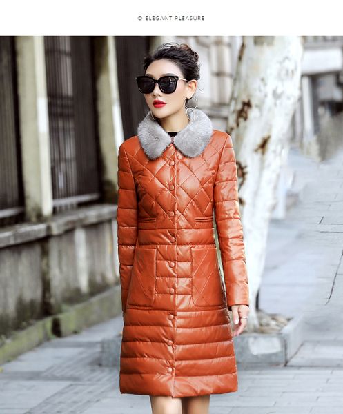 women genuine leather jacket down coat 2019 plus size 4xl 5xl fashion winter fur collar long white duck down slim parkas, Black
women genuine leather jacket down coat 2019 plus size 4xl 5xl fashion winter fur collar long white duck down slim parkas, Black