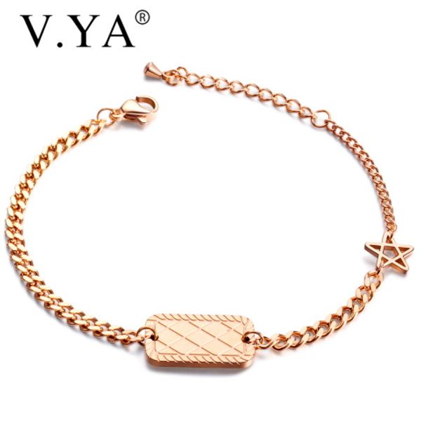 v.ya stainless steel custom logo name engrave women fashion bangle bracelets rectangular stars metal chain bracelets for friend, Black
v.ya stainless steel custom logo name engrave women fashion bangle bracelets rectangular stars metal chain bracelets for friend, Black