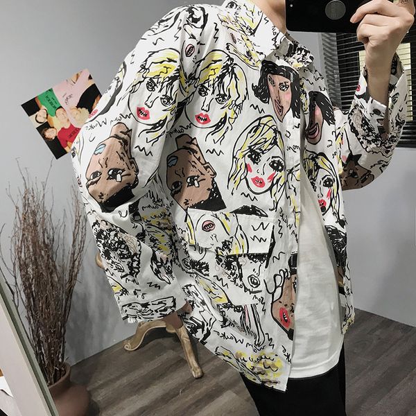 autumn new casual shirt men fashion cartoon print streetwear hip hop loose long-sleeved shirt man trend wild male -xl, White;black
autumn new casual shirt men fashion cartoon print streetwear hip hop loose long-sleeved shirt man trend wild male -xl, White;black