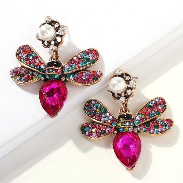 wholesale- fashion luxury designer exaggerated colorful diamond crystal lovely cute insects bee pearl pendant stud earrings for women, Golden;silver
wholesale- fashion luxury designer exaggerated colorful diamond crystal lovely cute insects bee pearl pendant stud earrings for women, Golden;silver