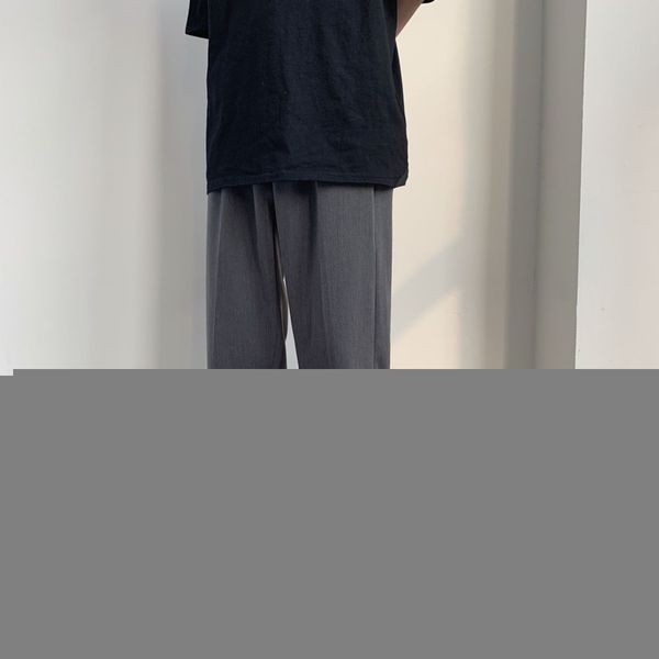 men's pants korean style straight casual fashion solid color business suit men streetwear loose dress mens trousers, Black
men's pants korean style straight casual fashion solid color business suit men streetwear loose dress mens trousers, Black