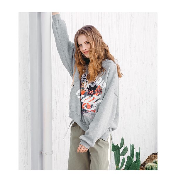 women designer fashion hoodies 2019 brand casual worn-out print crew neck hoodie ladies luxury solid color clothing, Black
women designer fashion hoodies 2019 brand casual worn-out print crew neck hoodie ladies luxury solid color clothing, Black