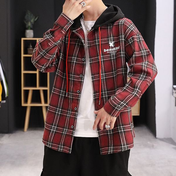 streetwear plaid hooded shirt fashion pattern mens shirt autumn casual yellow red khaki men long sleeve, White;black
streetwear plaid hooded shirt fashion pattern mens shirt autumn casual yellow red khaki men long sleeve, White;black
