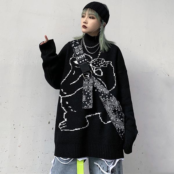women's sweaters harajuku cartoon embroidery sweater female vintage loose round neck long sleeve knit cotton autumn women man, White;black
women's sweaters harajuku cartoon embroidery sweater female vintage loose round neck long sleeve knit cotton autumn women man, White;black