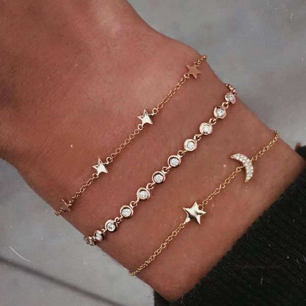 3 pcs/set fashion star moon geometric crystal gold bracelet women simple party wedding jewelry accessories beach bangle, Golden;silver
3 pcs/set fashion star moon geometric crystal gold bracelet women simple party wedding jewelry accessories beach bangle, Golden;silver
