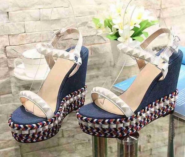 luxurious designer red bottom wedge cataclou sandals patent leather studded ladies ankle strap women's pumps party dress eu35-42, Black
luxurious designer red bottom wedge cataclou sandals patent leather studded ladies ankle strap women's pumps party dress eu35-42, Black