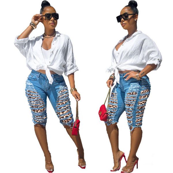 womens jeans fashion leopard pattern hole panelled short jeans casual losse high waisted jeans women clothes, Blue
womens jeans fashion leopard pattern hole panelled short jeans casual losse high waisted jeans women clothes, Blue