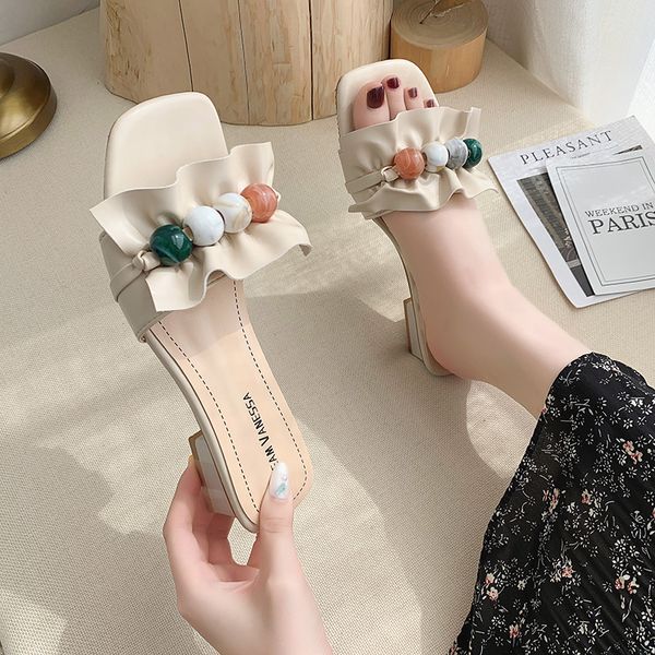 slippers casual square heel flower string bead med female shoes slides block 2020 soft pu fashion floral hoof heels, Black
slippers casual square heel flower string bead med female shoes slides block 2020 soft pu fashion floral hoof heels, Black