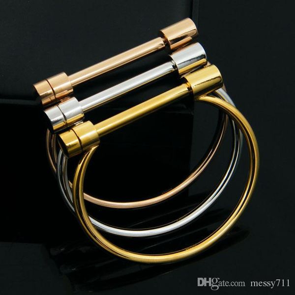 fashion new model classic stainless steel three color can choose hollow screw round model bangle, Black
fashion new model classic stainless steel three color can choose hollow screw round model bangle, Black