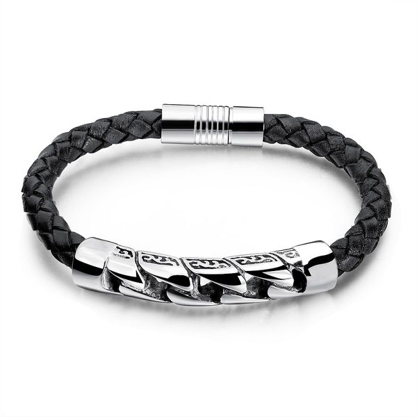 2019 new selling men's titanium steel leather bracelet fashion versatile woven hand rope nightclub fashion men's leather bracelet, Golden;silver
2019 new selling men's titanium steel leather bracelet fashion versatile woven hand rope nightclub fashion men's leather bracelet, Golden;silver