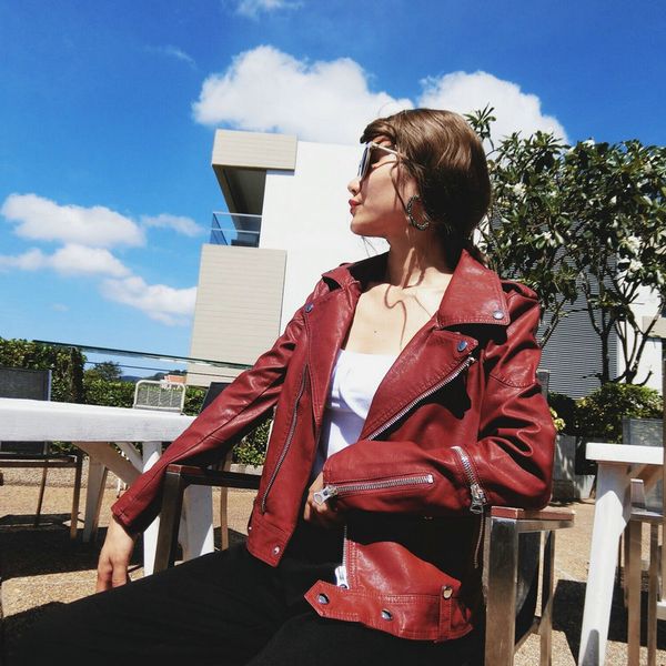 2018 new fashion women faux leather pu jackets and coats lady zippers motorcycle cool outerwear cool coffee wine red streetwear, Black
2018 new fashion women faux leather pu jackets and coats lady zippers motorcycle cool outerwear cool coffee wine red streetwear, Black