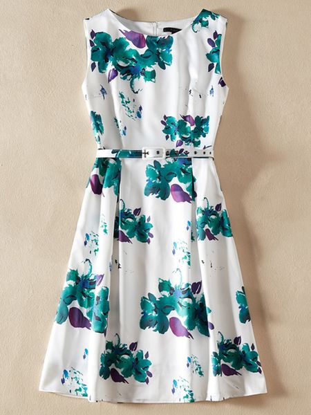 brief flower print women a-line dress round neck sleeveless white casual dresses, Black;gray
brief flower print women a-line dress round neck sleeveless white casual dresses, Black;gray