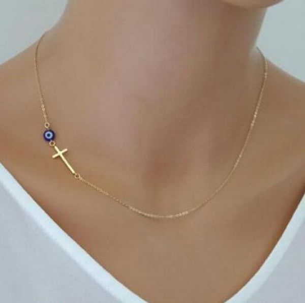 women sideways gold simple cross pendant necklace eyes skinny cross celebrity inspired chain necklace bijoux collar jewelry, Silver
women sideways gold simple cross pendant necklace eyes skinny cross celebrity inspired chain necklace bijoux collar jewelry, Silver
