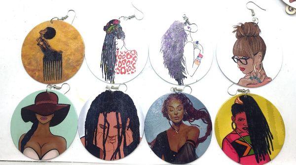 Free Shipping! African braiding Hair Wooden earrings can mixed 8 designs