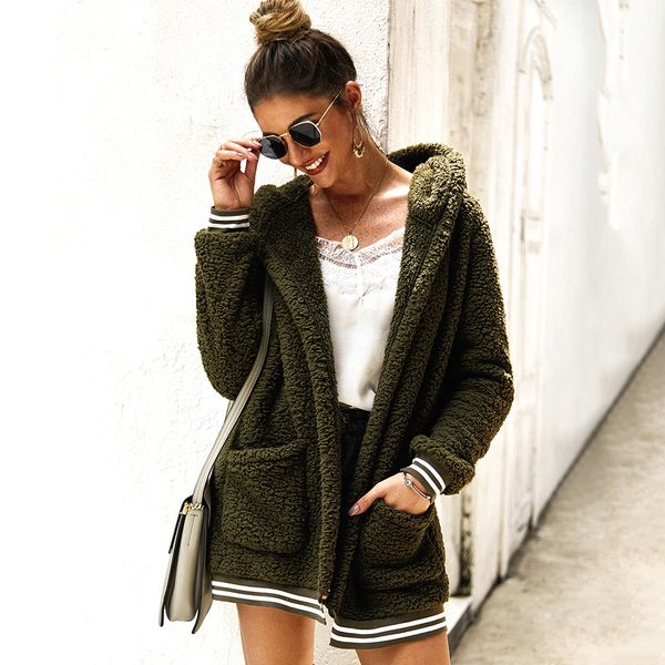 ladies new autumn winter coat warm hooded outwear stripe pocket stripe warm winter fashion cardigan female 2019, Black;brown
ladies new autumn winter coat warm hooded outwear stripe pocket stripe warm winter fashion cardigan female 2019, Black;brown
