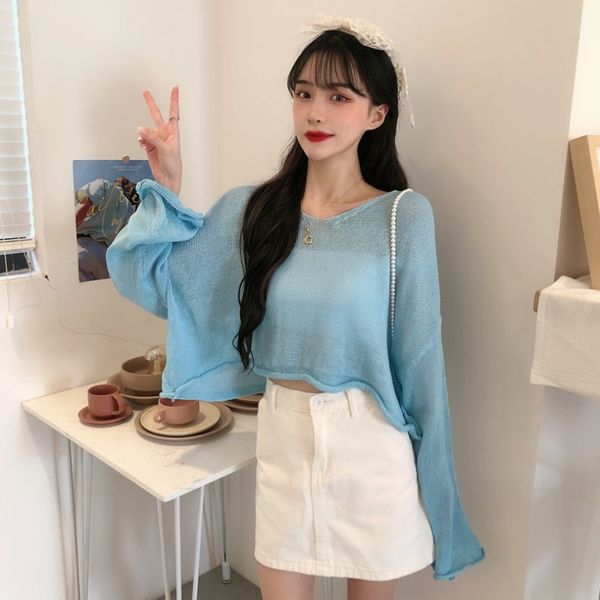 autumn 2020 new womens sweater loose korean-style all-match short shirt long-sleeved sunscreen blouse air conditioning shirt, White;black
autumn 2020 new womens sweater loose korean-style all-match short shirt long-sleeved sunscreen blouse air conditioning shirt, White;black
