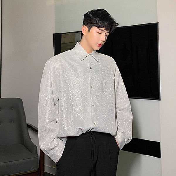 men shiny sequin long sleeve loose casual shirt male women vintage streetwear fashion hip hop party dress shirt stage clothes, White;black
men shiny sequin long sleeve loose casual shirt male women vintage streetwear fashion hip hop party dress shirt stage clothes, White;black