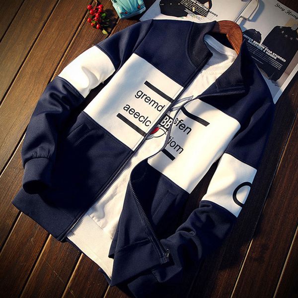 autumn and winter new men's sweater collar collar stitching cardigan printing sweater color size full length sleeve, Black
autumn and winter new men's sweater collar collar stitching cardigan printing sweater color size full length sleeve, Black