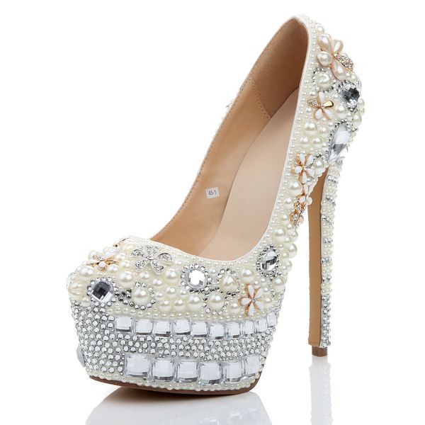 classic 16cm stiletto heel party single shoes round toe handmade crystal wedding banquet shoes pearl white platform pumps, Black
classic 16cm stiletto heel party single shoes round toe handmade crystal wedding banquet shoes pearl white platform pumps, Black