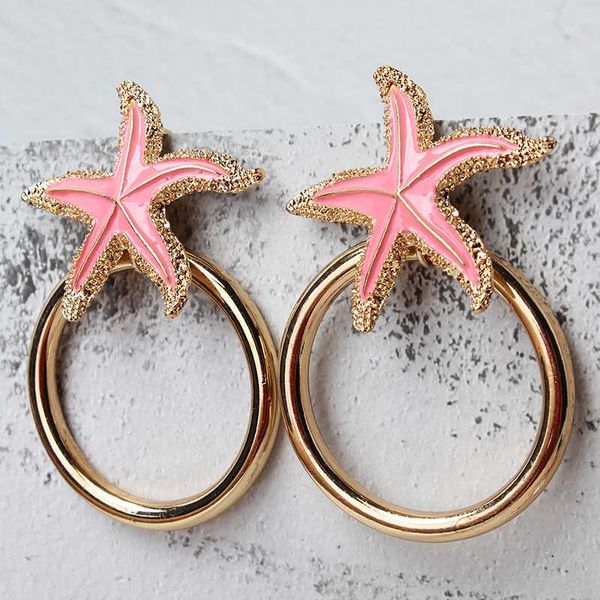 simple geometric ethnic style wild earrings personalized starfish painting oil circle temperament earrings, Golden;silver 
simple geometric ethnic style wild earrings personalized starfish painting oil circle temperament earrings, Golden;silver
