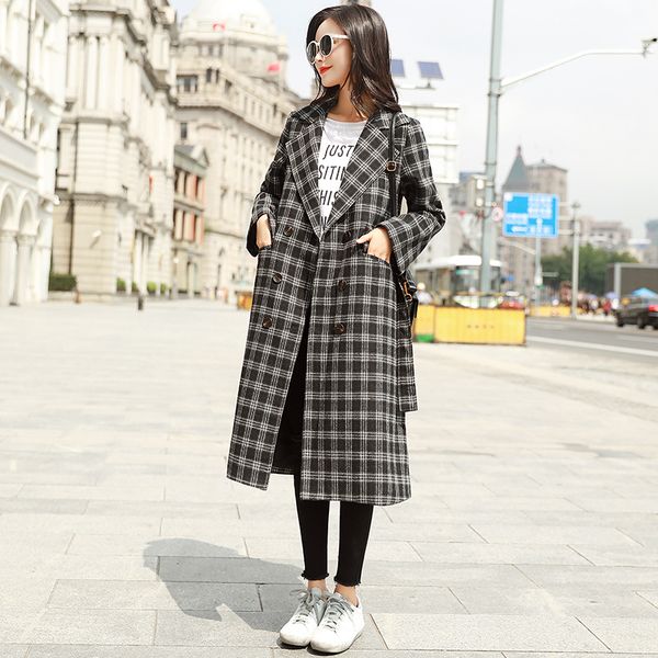 2019 autumn new women long trench coat vintage plaid print double-breasted slim casual long coat outwear office lady work spring, Tan;black
2019 autumn new women long trench coat vintage plaid print double-breasted slim casual long coat outwear office lady work spring, Tan;black