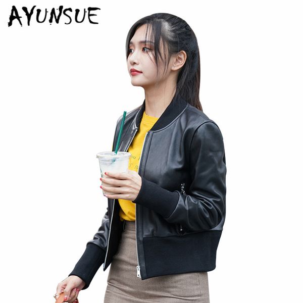 ayunsue autumn real sheepskin coat female genuine leather jacket short slim baseball jackets fashion women clothes 2019 py-01, Black
ayunsue autumn real sheepskin coat female genuine leather jacket short slim baseball jackets fashion women clothes 2019 py-01, Black