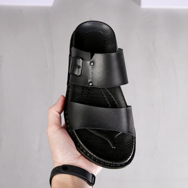 genuine leather men's trend slippers 2019 est brand designer beach sandals slippers europe and america men soft bottom non-slip slipper, Black
genuine leather men's trend slippers 2019 est brand designer beach sandals slippers europe and america men soft bottom non-slip slipper, Black