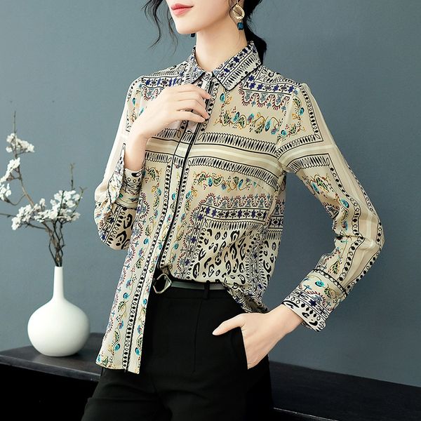 european women's wear spring 2019 new fashion gothic printing 100% real silk shirts and blouse female p7992, White
european women's wear spring 2019 new fashion gothic printing 100% real silk shirts and blouse female p7992, White