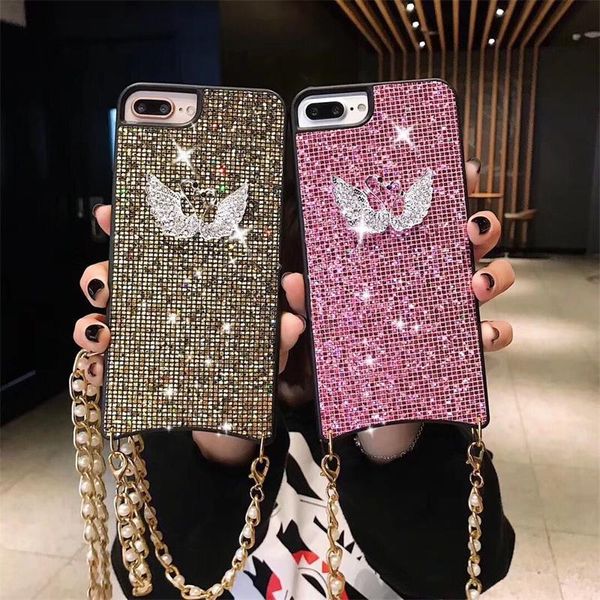 Diamond Hard Plastic PC Case For Iphone XS Max XR 8 7 6 Plus Shinnig Swan Phone Case With Metal Pearl Chain Bling Case
Diamond Hard Plastic PC Case For Iphone XS Max XR 8 7 6 Plus Shinnig Swan Phone Case With Metal Pearl Chain Bling Case
