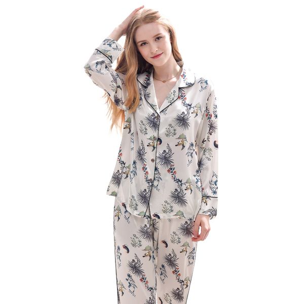 pajamas faux silk sleepwear women satin silk fashion printed pyjama sets female casual simple home clothing x1732, Blue;gray
pajamas faux silk sleepwear women satin silk fashion printed pyjama sets female casual simple home clothing x1732, Blue;gray