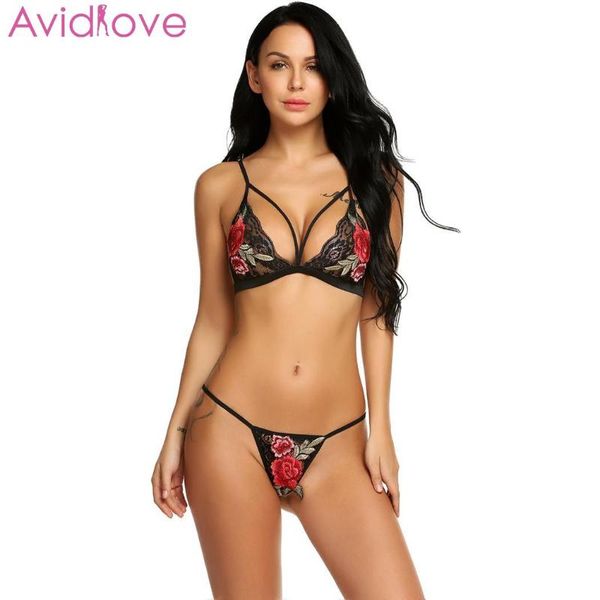 avidlove women babydoll set lingerie embroidered appliques strappy lace bralette erotic bra and panty set lingerie femme, Red;black
avidlove women babydoll set lingerie embroidered appliques strappy lace bralette erotic bra and panty set lingerie femme, Red;black