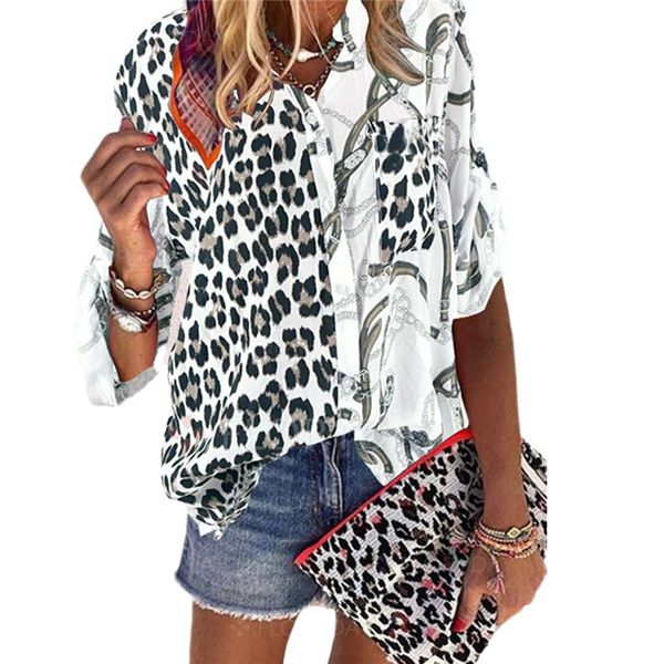 women's blouses & shirts fashion women long sleeve leopard trendy v neck shirt printed button v-neck 2021, White
women's blouses & shirts fashion women long sleeve leopard trendy v neck shirt printed button v-neck 2021, White