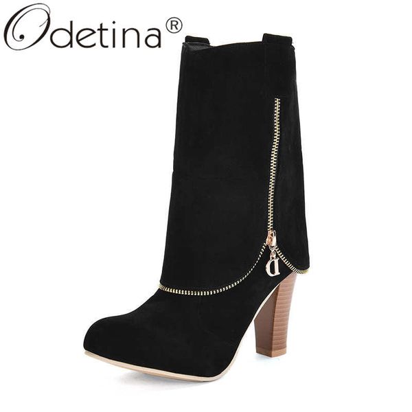 odetina women fashion round toe zip up slip on non-slip long boots lady block extreme high heel faux suede mid calf boots, Black
odetina women fashion round toe zip up slip on non-slip long boots lady block extreme high heel faux suede mid calf boots, Black