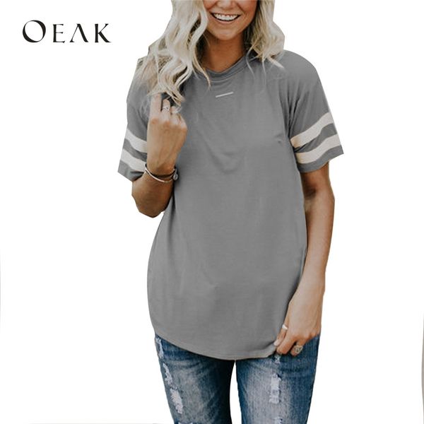 oeak 2019 women's short sleeve shirts o-neck casual t-shirt girl solid loose striped sweatshirts pullovers tees, White
oeak 2019 women's short sleeve shirts o-neck casual t-shirt girl solid loose striped sweatshirts pullovers tees, White