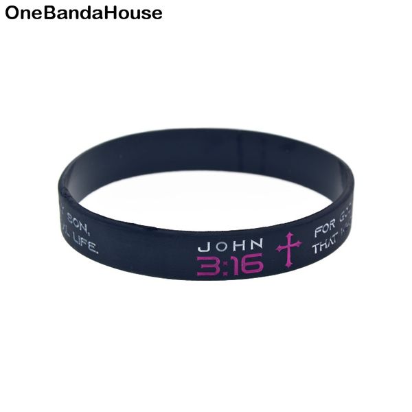 1pc john 3:16 for god so love the world that he gave his one and only son silicone wristband, Black 
1pc john 3:16 for god so love the world that he gave his one and only son silicone wristband, Black