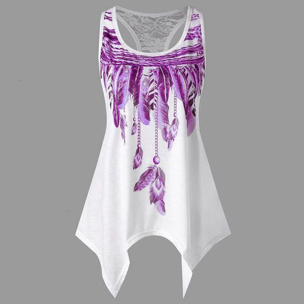 womens clothing t shirt 5xl plus size summer sleeveless women feather print lace tee shirt female casual tunic tanks t shirt, White 
womens clothing t shirt 5xl plus size summer sleeveless women feather print lace tee shirt female casual tunic tanks t shirt, White